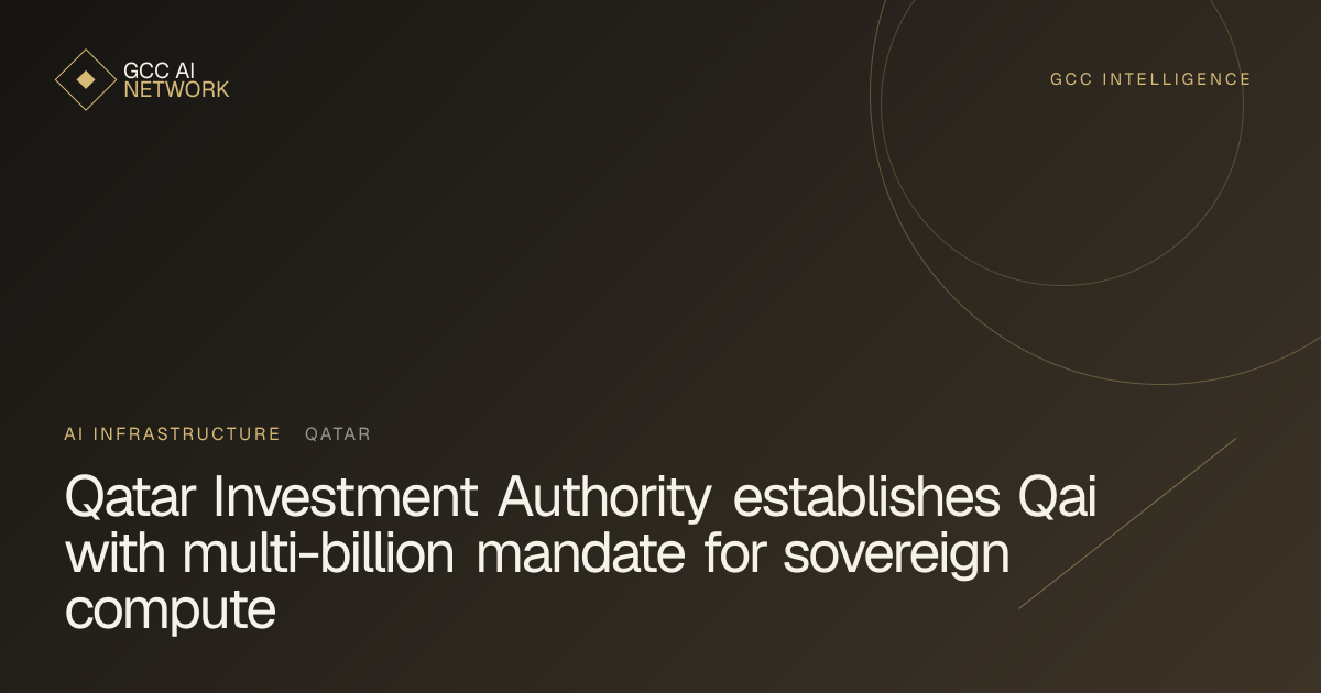 Editorial graphic showing Qatar Investment Authority's Qai sovereign computing and data center platform