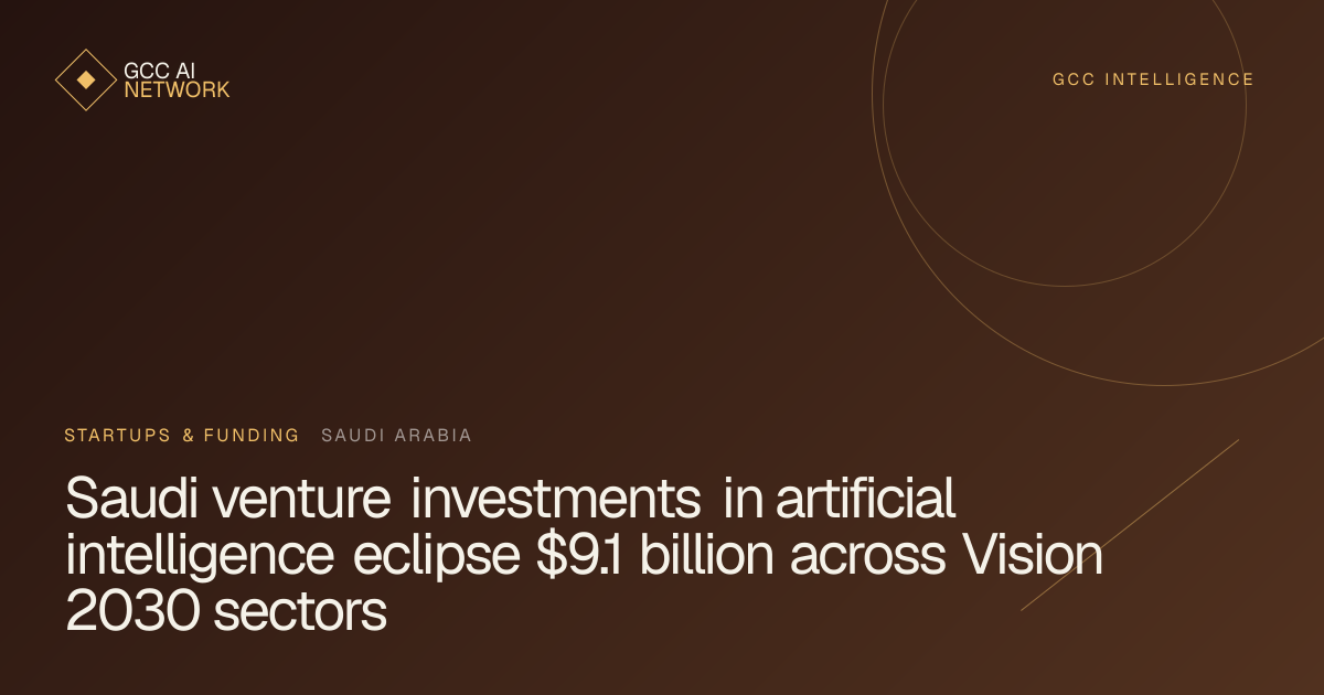 Editorial graphic illustrating venture capital funding in Saudi artificial intelligence startups