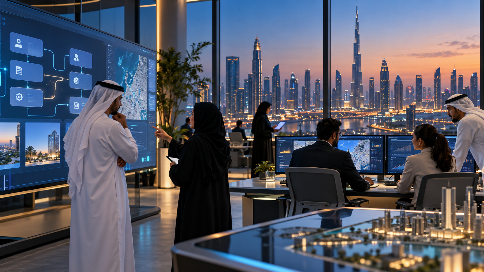 Dubai government and technology teams reviewing agentic AI service workflows