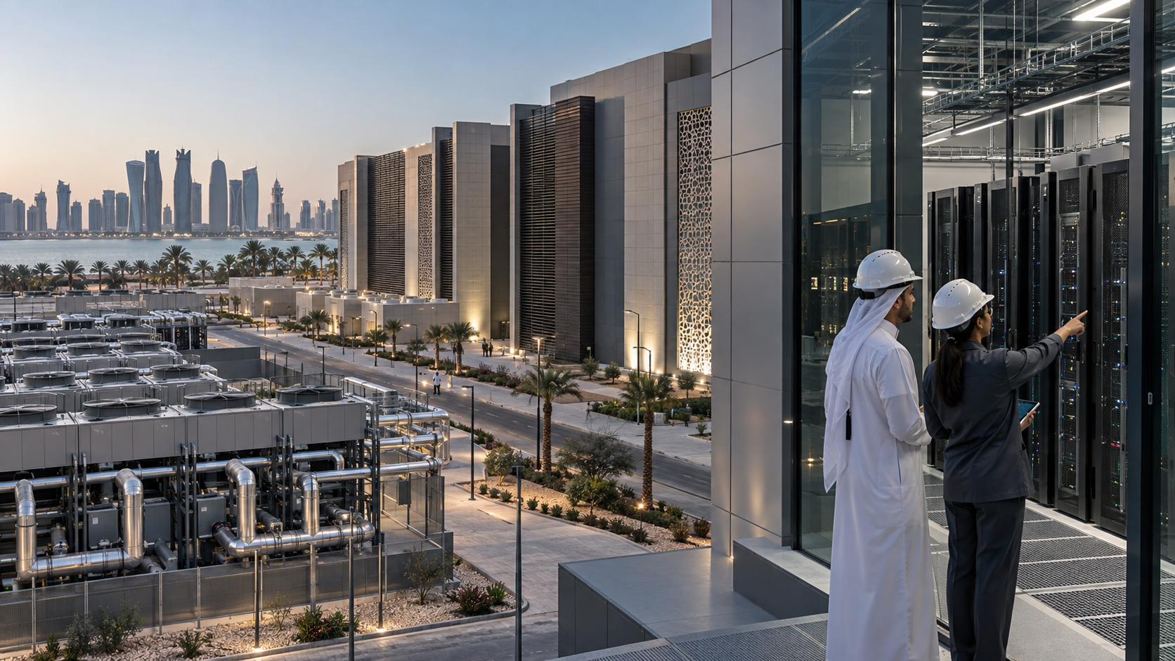 Qatar data-centre expansion with server halls and mission-critical cooling systems